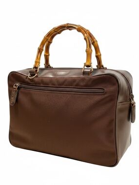 Gucci Classic Double Bamboo Handle Dark Purple Handbag